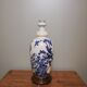 Ceramic lamp with Asian decoration with matching lampshade.