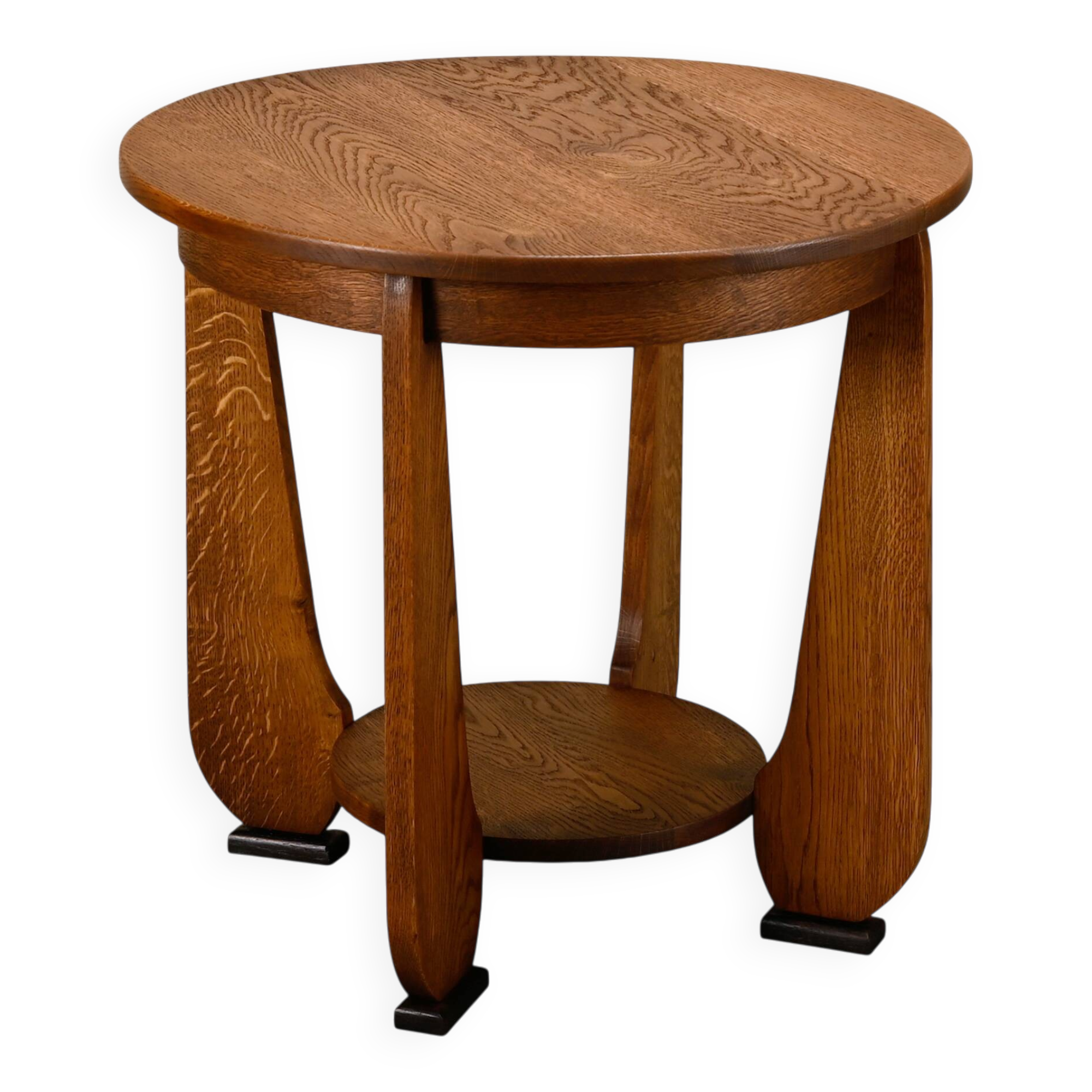Table d'appoint Art Déco et Arts & Crafts néerlandaise en chêne massif, années 1930.