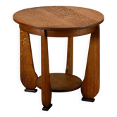 Table d'appoint Art Déco et Arts & Crafts néerlandaise en chêne massif, années 1930.