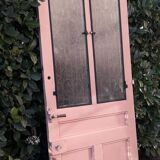 Porte d’entrée ancienne en chêne vitrée grilles en fonte 1925