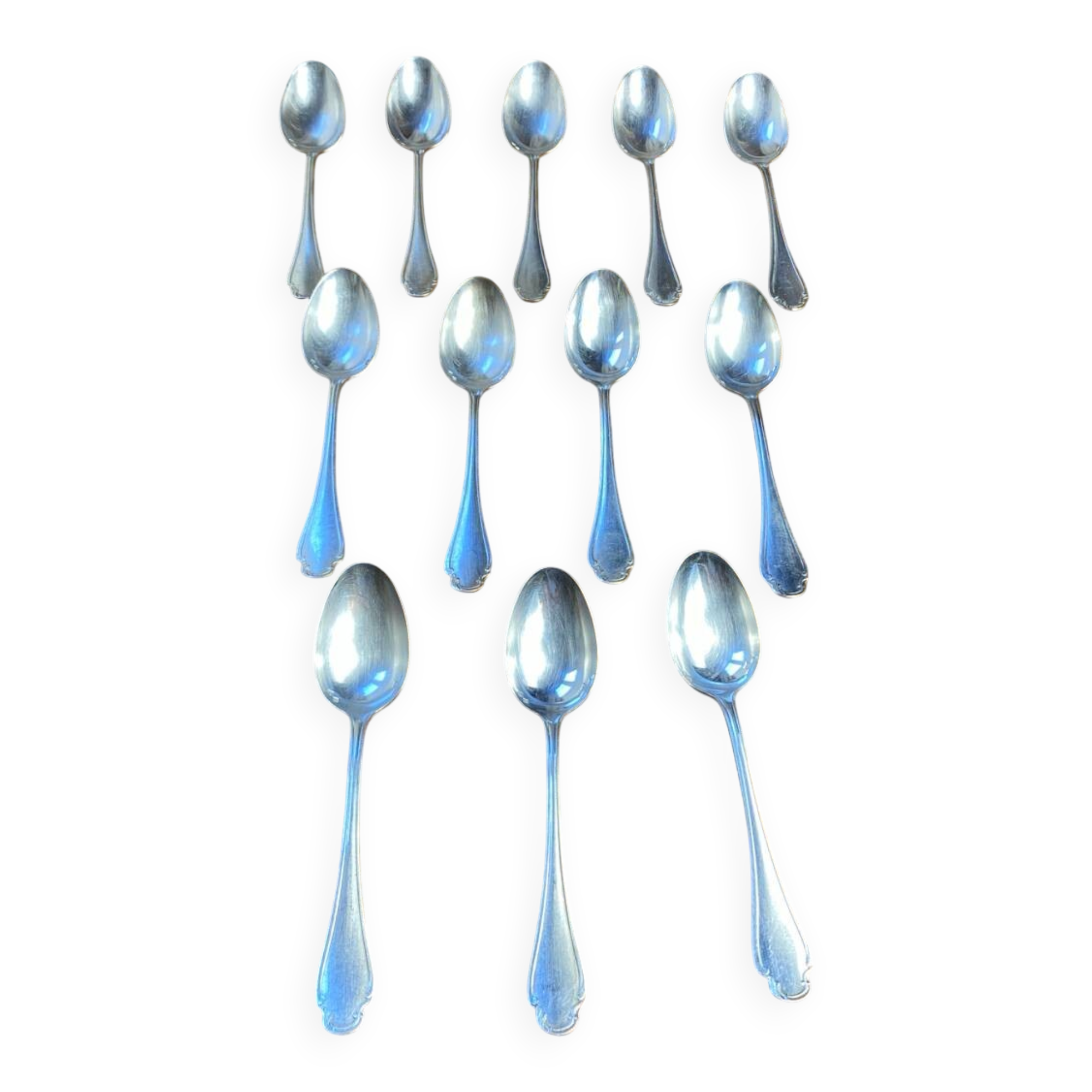 Twelve dessert spoons Alfénide Christofle