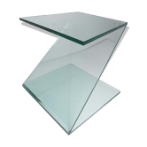 Z-shaped tempered glass side table