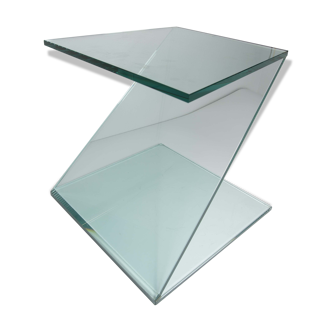 Z-shaped tempered glass side table