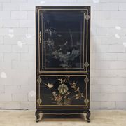 Vintage Chinese display cabinet with flowers and birds / Bohemian