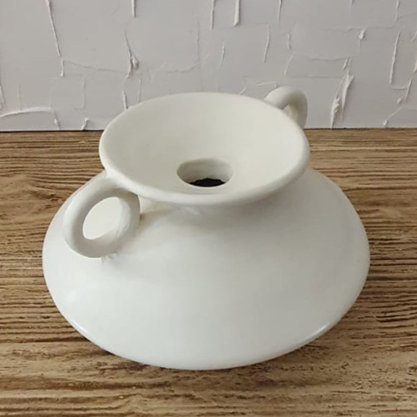 Vase forme organique en tadelakt blanc
