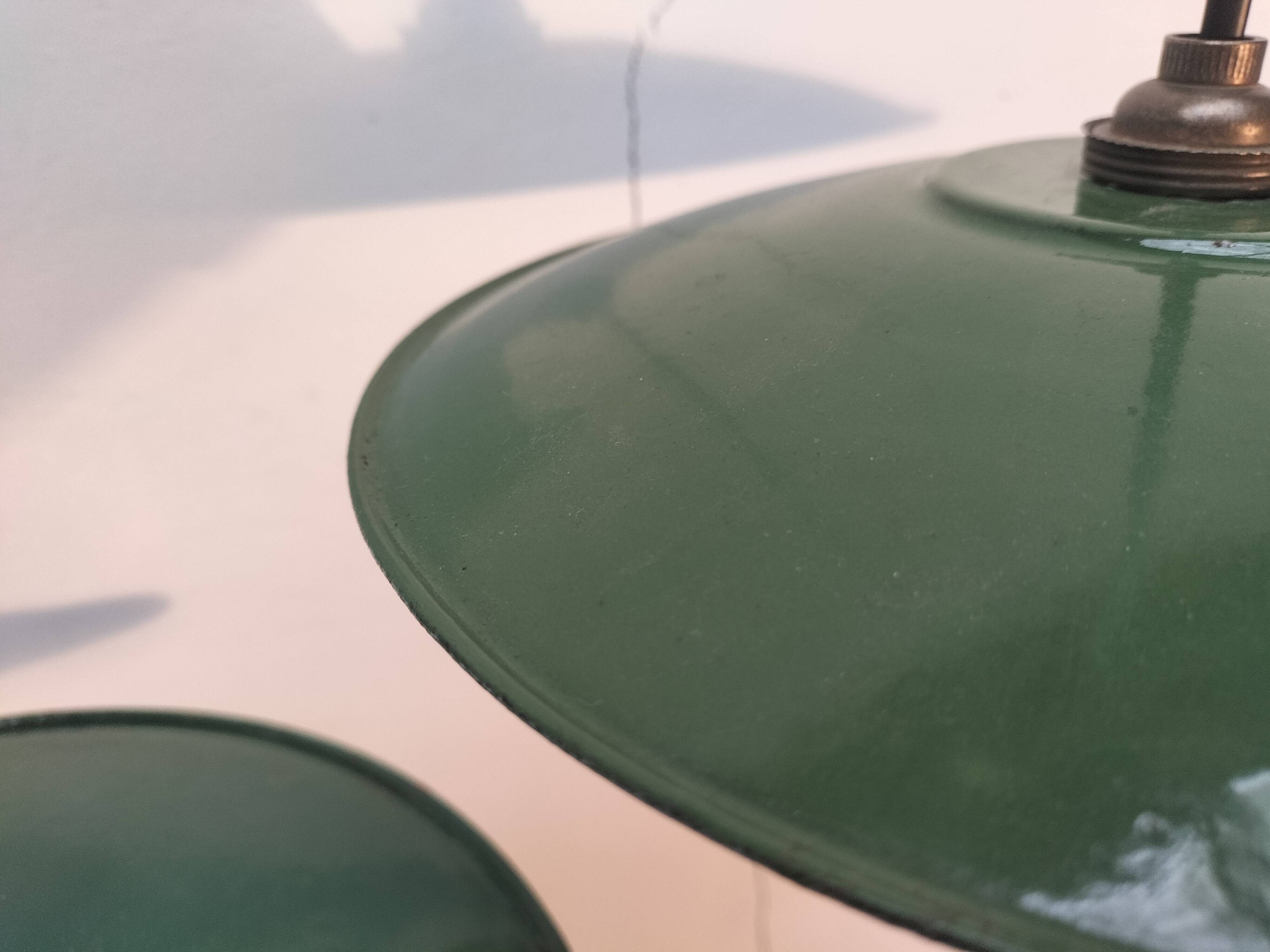 Set of 3 enameled sheet metal pendants