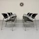 6 black leather and chrome metal chairs Brayton International vintage sa