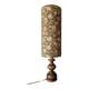 Vintage wooden table lamp with seventies flower tube shade