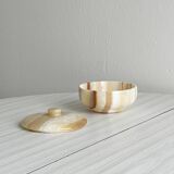 Bowl, alabaster pocket bowl with lid