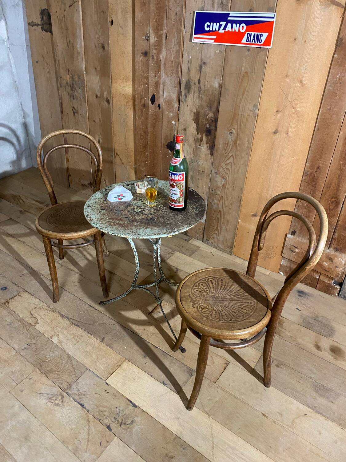 Old garden or bistro pedestal table