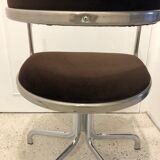 Fauteuil velours année 70 pivotant