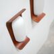 Pair of teak and opaline wall lamps by Goffredo Reggiani