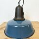 Industrial Blue Enamel Factory Lamp with Cast Iron Top, 1960s