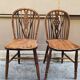 Pair of vintage Windsor chairs in solid elm