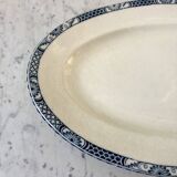 Oval dish in terre de fer bleu xixth