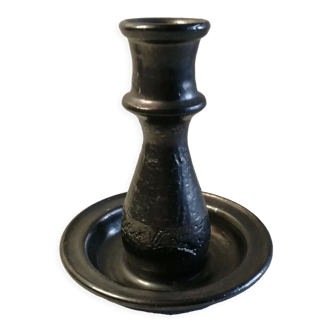 Pottery by jean marais- atelier de vallauris large black candlestick circa 1980