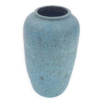 Blue ceramic fat lava vase. Attributed to Pieter Groeneveldt. Not marked.
