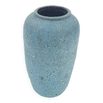 Vase en céramique bleue à effet lava. Attribué à Pieter Groeneveldt. Non marqué.