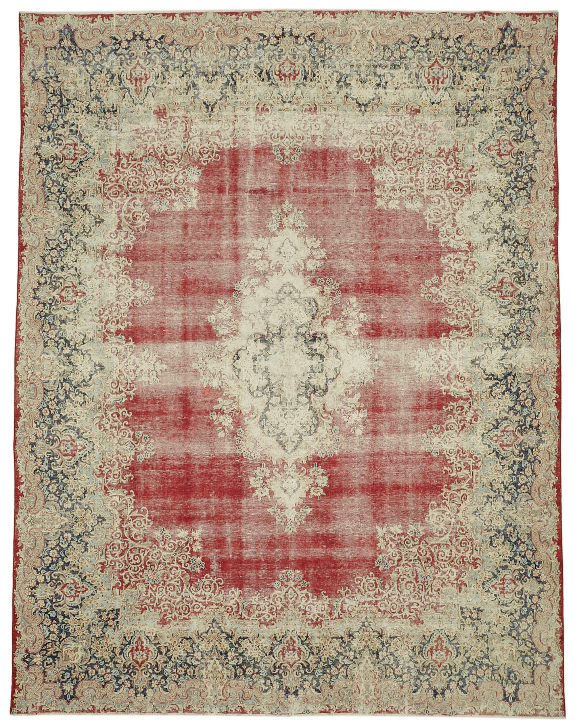 Hand-knotted persian antique 1970s 298 cm x 385 cm beige wool carpet