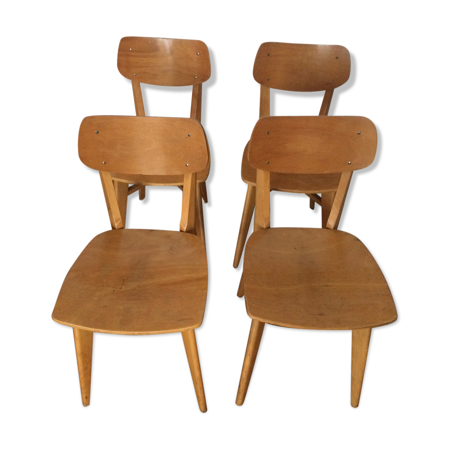 4 vintage beech chairs