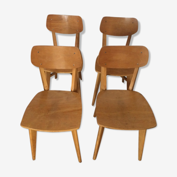 4 vintage beech chairs