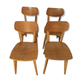 4 vintage beech chairs