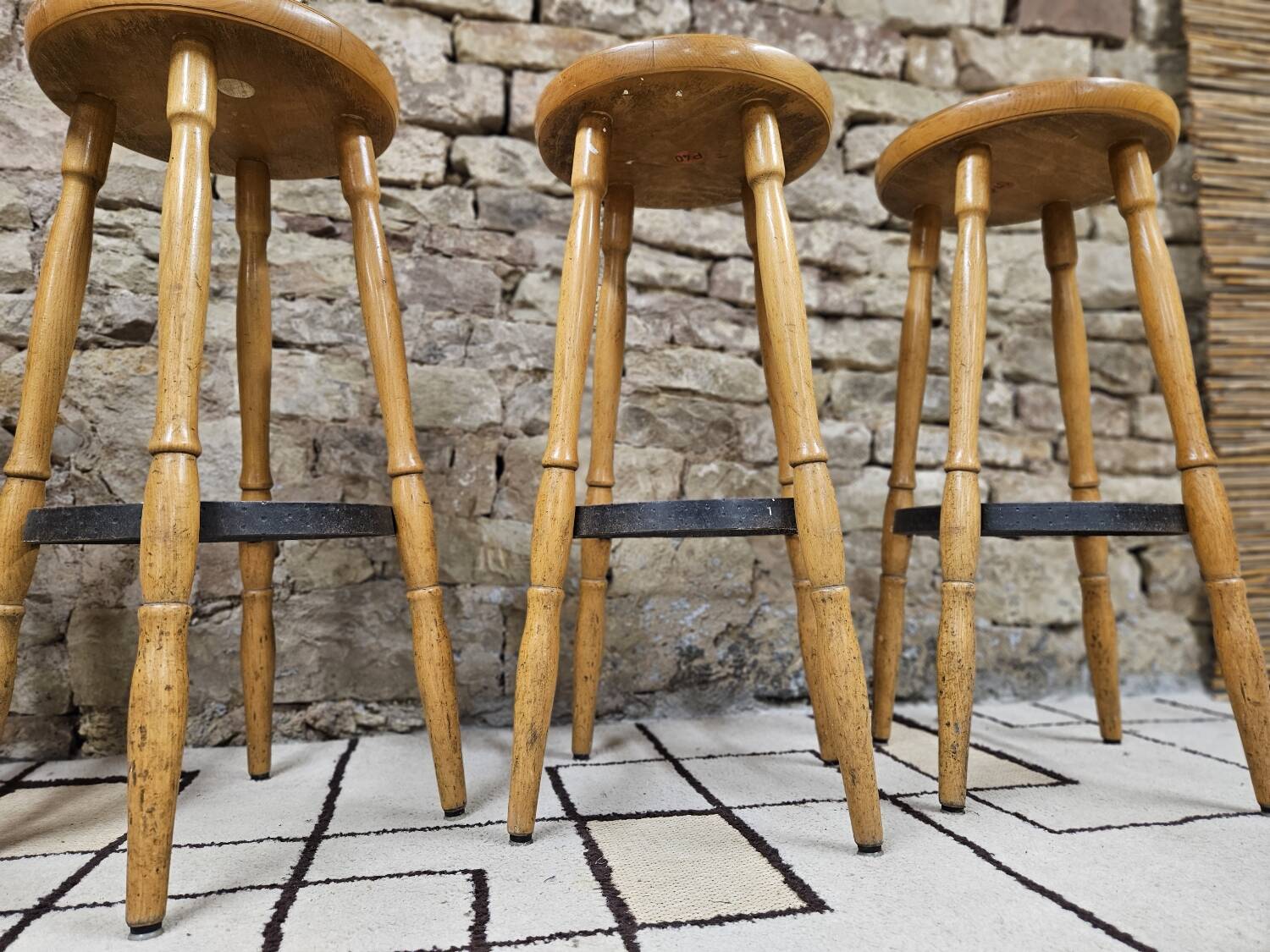 Lot de 4 tabourets de bar vintage 1970"