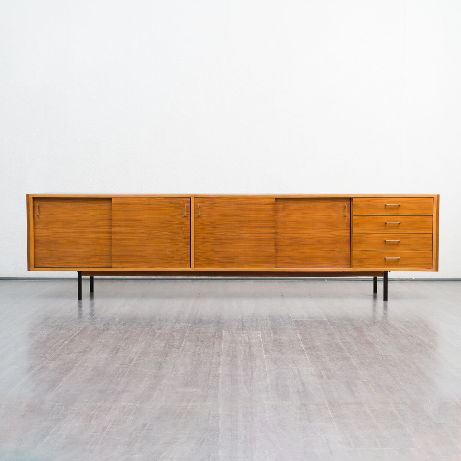 Sideboard 60s, walnut, restored, 272cm