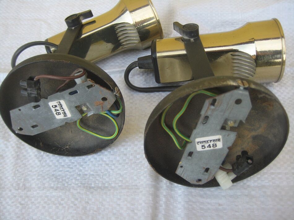 Pair of Lita design spotlights from the 70's, gilded