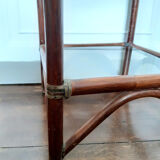 Rattan shelf and smoked glass 1970