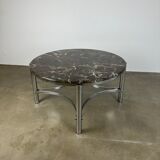 Coffee table with marble top and chrome base