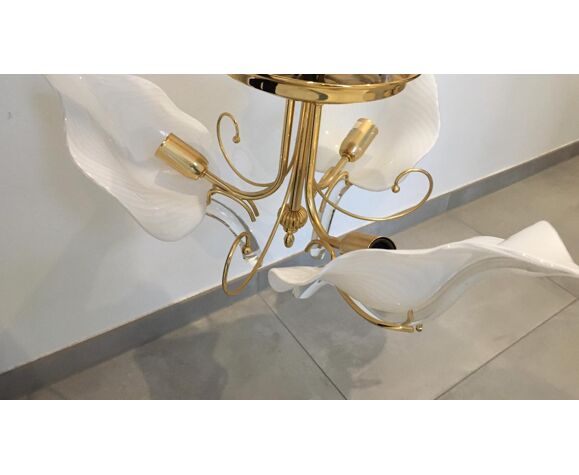 Murano Glass Leaf Chandelier By Franco, White Murano Glass Leaf Chandelier Chile