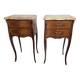 Pair of Louis XV style curved bedside tables in marquetry