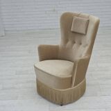 1960s, Danish armchair in green/brown furniture velour, original condition.