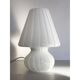 Mid-Century Modern Striped Milky-White "Fungo" Murano Glass Style Table Lam