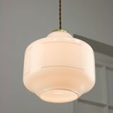 Mid-Century Italian Opaline and Brass Pendant Lamp