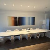 Large curved aluminium tabletop.