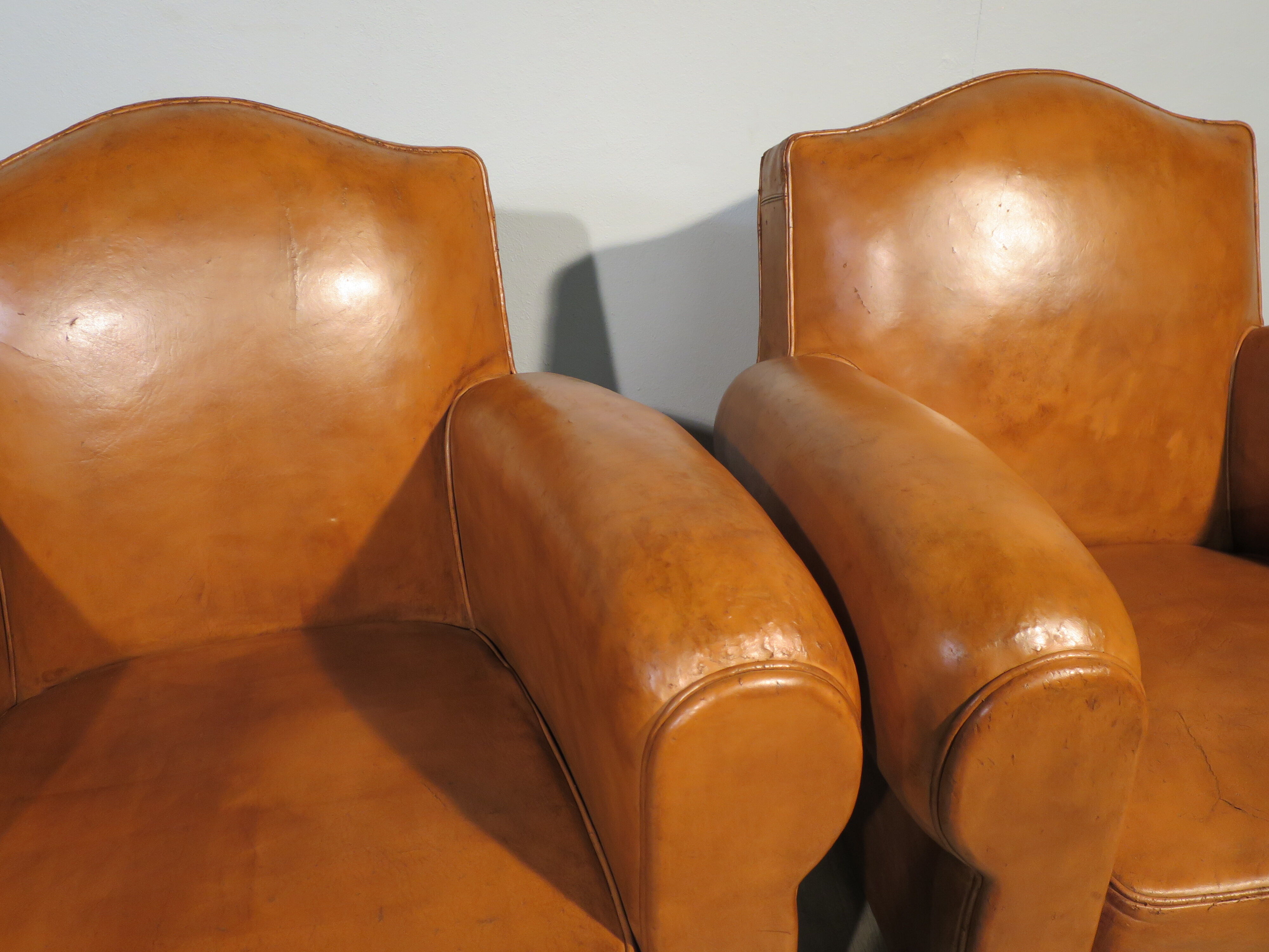 Pair of leather club chairs