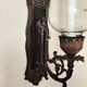 Wrought iron wall light - wall candle holder and glass tulip