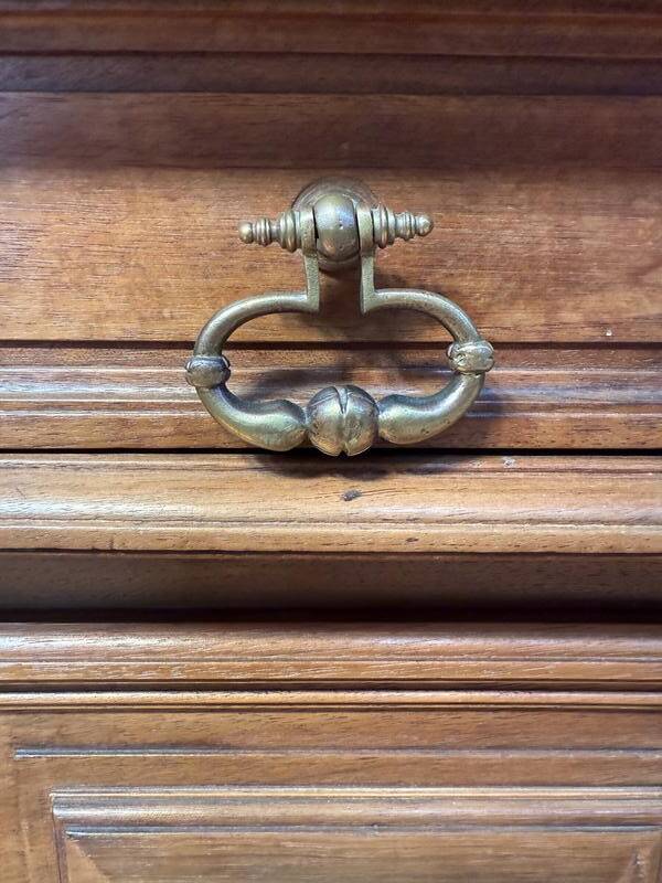 Desserte - Console Henri III en noyer et marbre beige