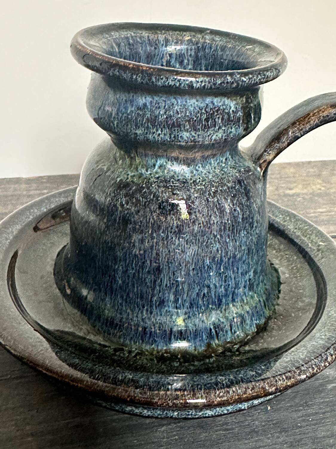 Bougeoir En Grès émaillé Bleu – Fait Main, Artisanal, Décoration Adulte