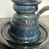 Enameled stoneware candle holder