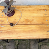 Small table low metal tubular base.