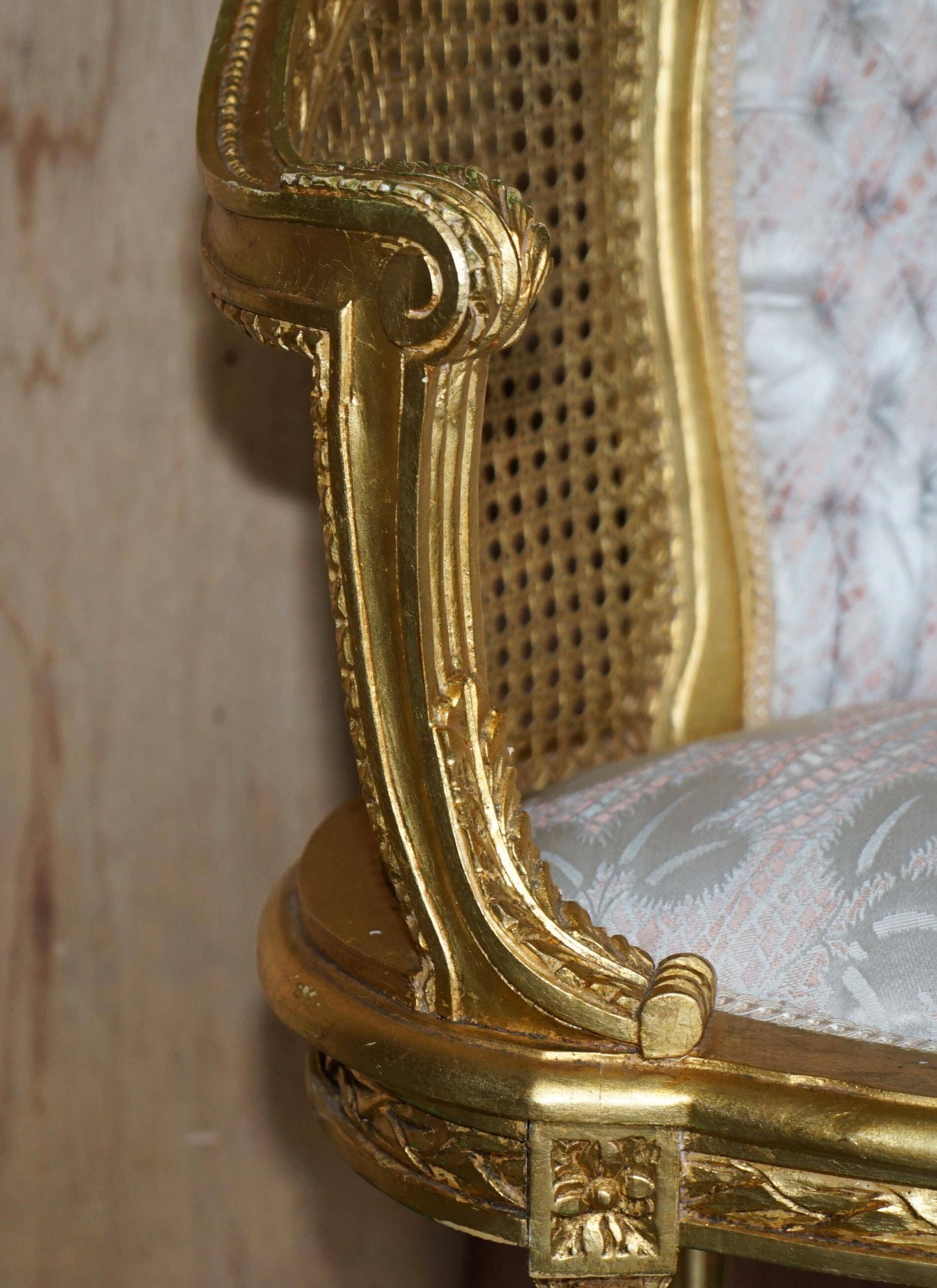 Louis XVI Napoléon III Bergère Canapé in gilded wood