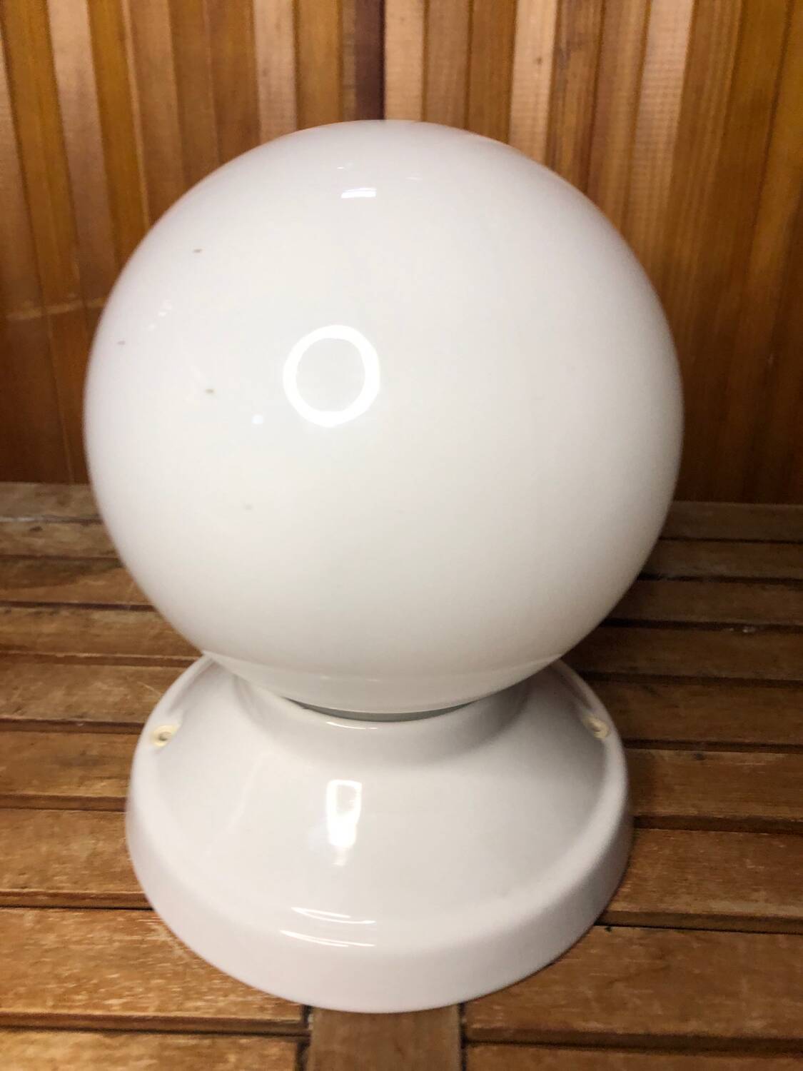 Old White Opaline Wall Lamp + Vintage Ceramic Support