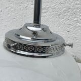 Glass and aluminum globe hanging lamp