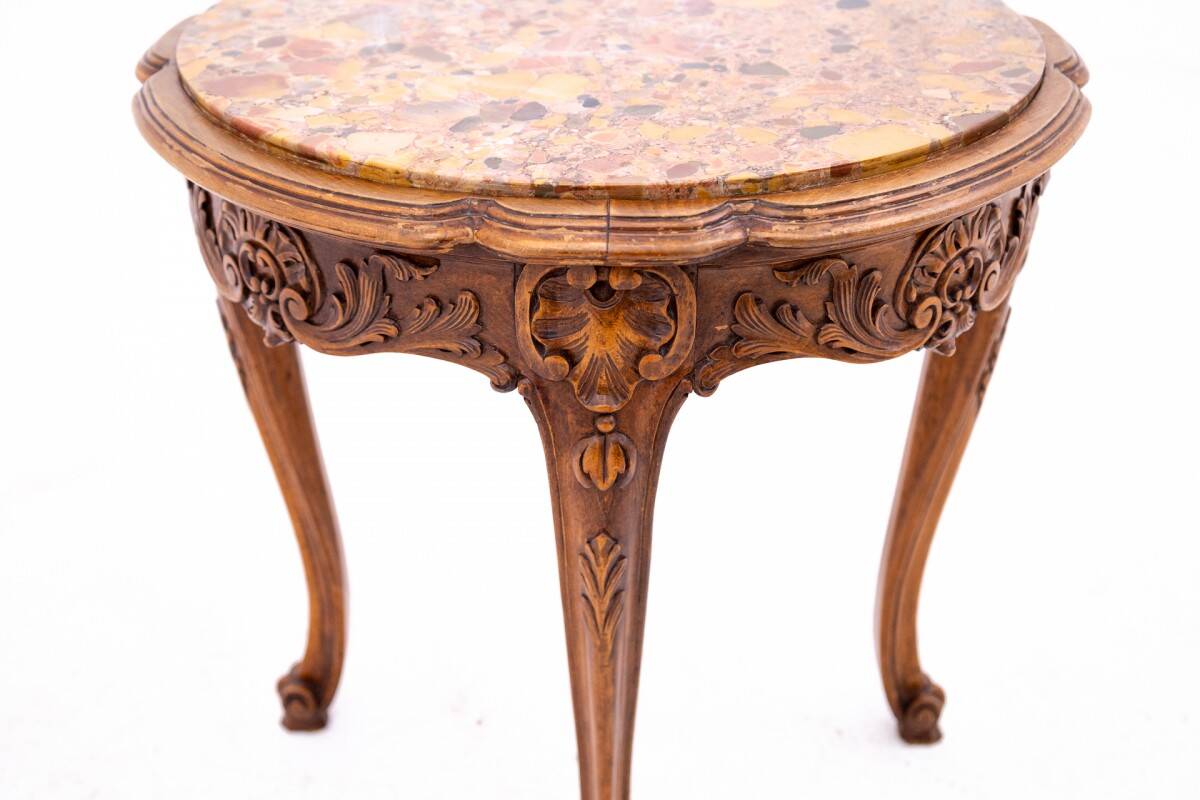 Table with a marble top, France, circa 1870.