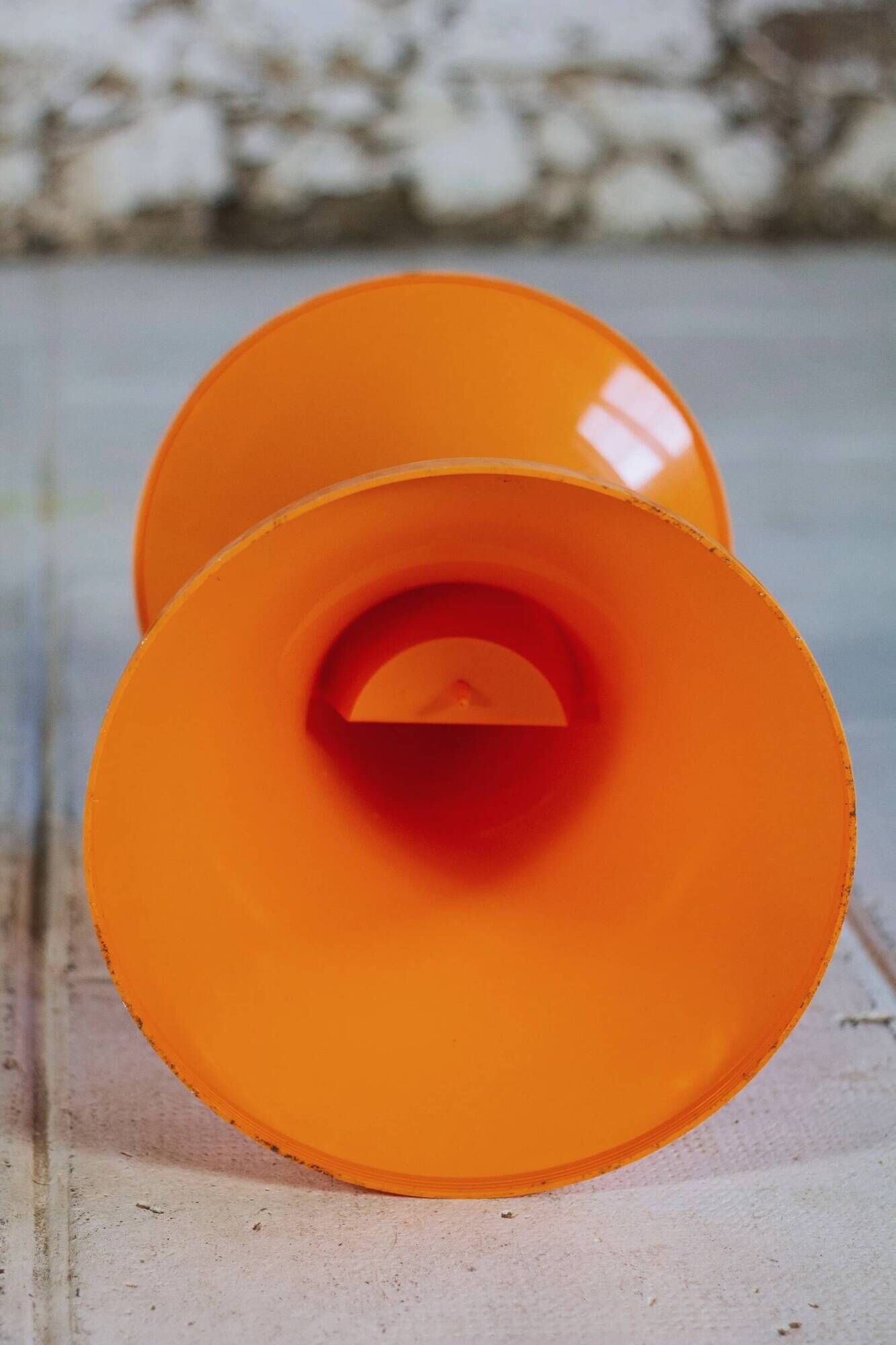 Set of 3 Tam Tam stools in orange by Henri Massonnet for Stamp, 1970.