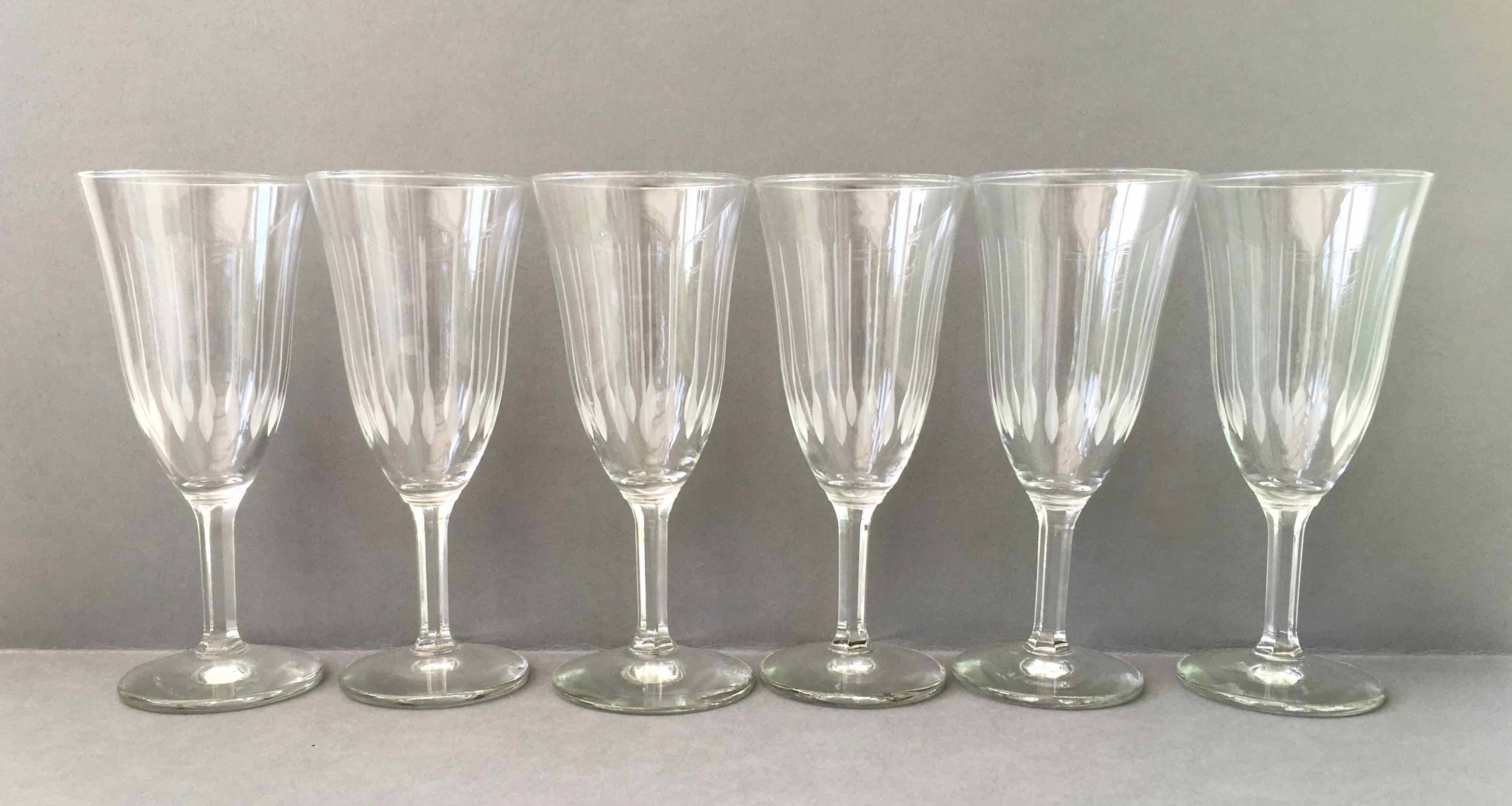 6 chiseled champagne flutes