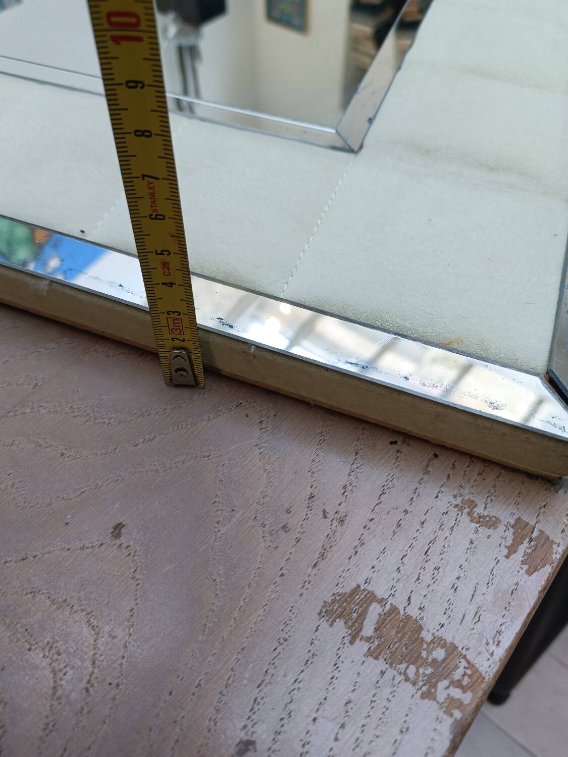 Large vintage tufted velvet mirror